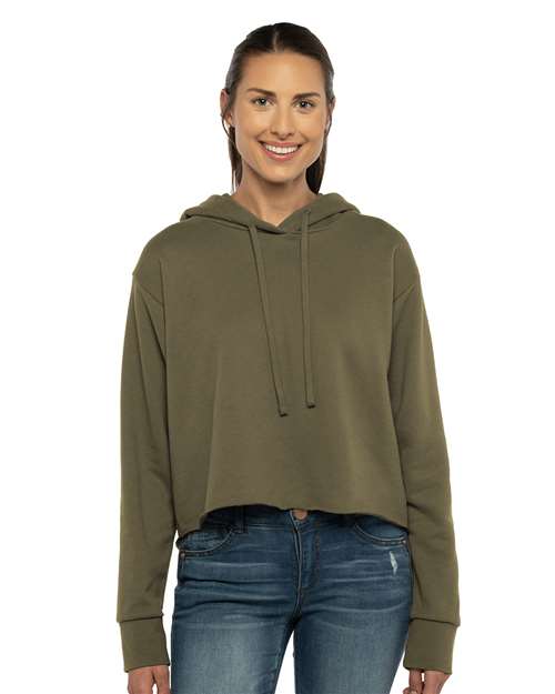 Women's Laguna Sueded Raw Edge Crop Hoodie Sweatshirt - 9384