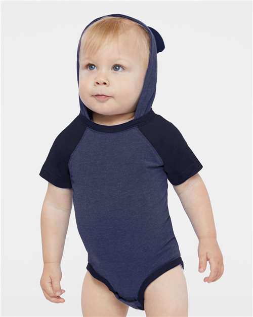 Infant Fine Jersey Raglan Bodysuit with Hood & Ears - 4417
