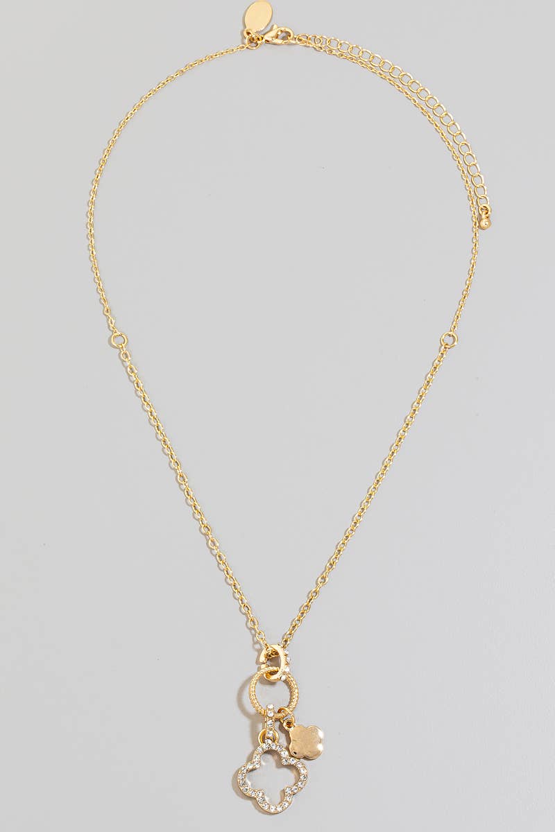 Mini Clover And Hoop Charms Chain Necklace Necklaces The Looks by Fame Accessories