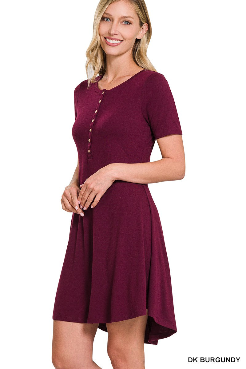 EIM Hi-Low Dress (Dk Burgundy) Dresses Zenana