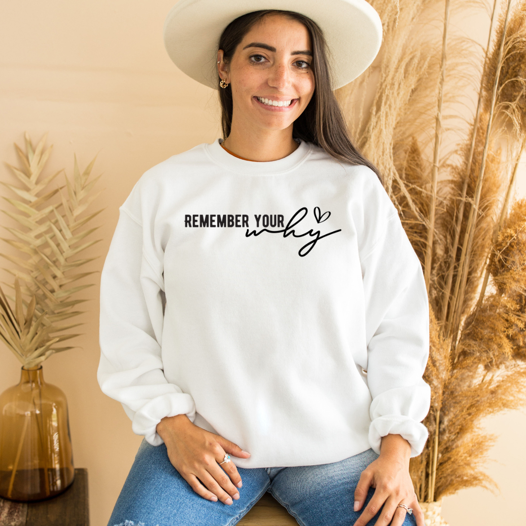 Remember Your Why Graphic Sweatshirt Sweatshirt Tea Shirt Shoppe Small White