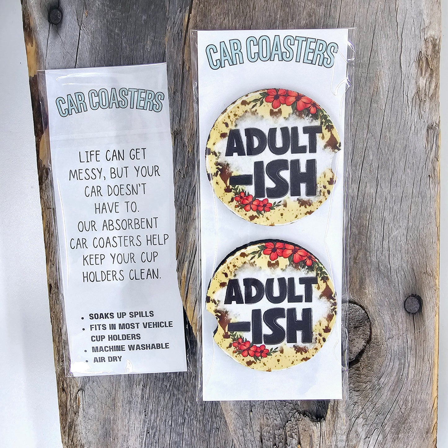 Adult-Ish Car Coasters Car Coaster Tea Shirt Shoppe