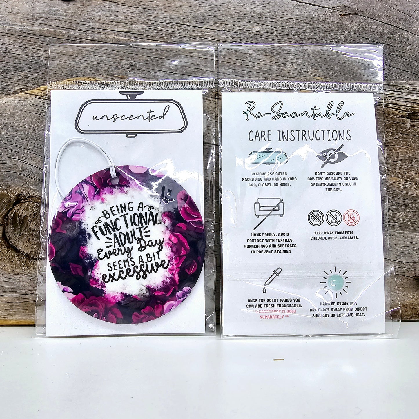 Being A Functional Adult Re-Scentable Car Freshener car freshie Tea Shirt Shoppe Unscented