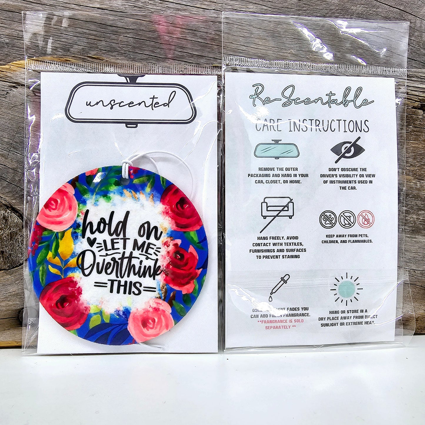 Let Me Overthink This Re-Scentable Car Freshener car freshie Tea Shirt Shoppe Unscented