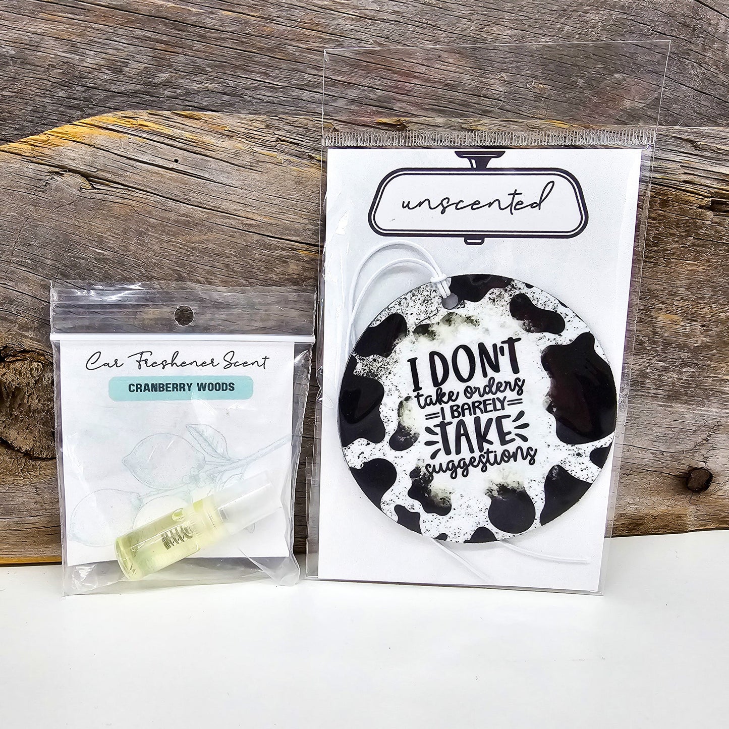 Cow Print I Don't Take Orders Re-Scentable Car Freshener car freshie Tea Shirt Shoppe