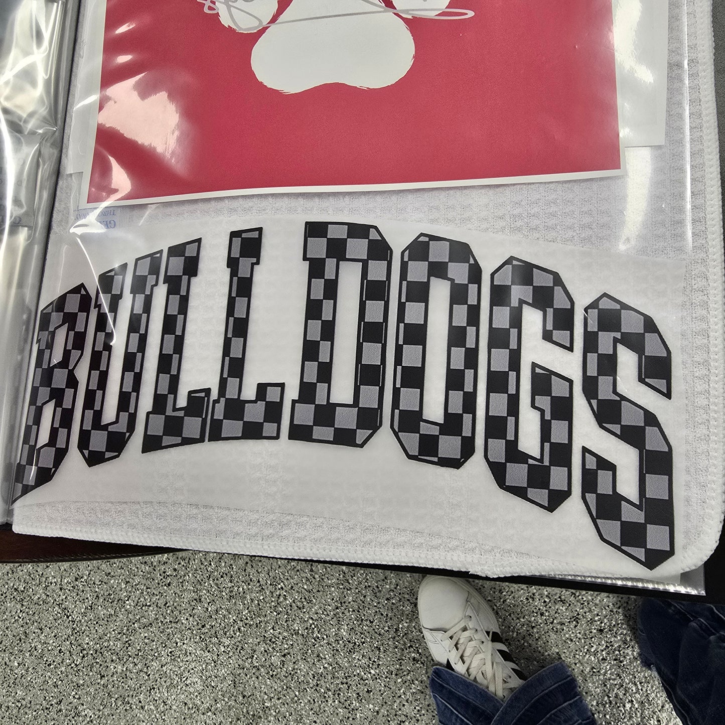 Checkered Bulldogs Custom Full Color Ready For Press DTF Print Transfer, Direct To Film