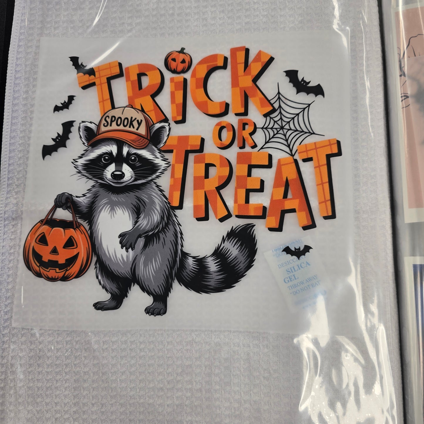 Trick or Treat Bandit Full Color Ready For Press DTF Print Transfer, Direct To Film