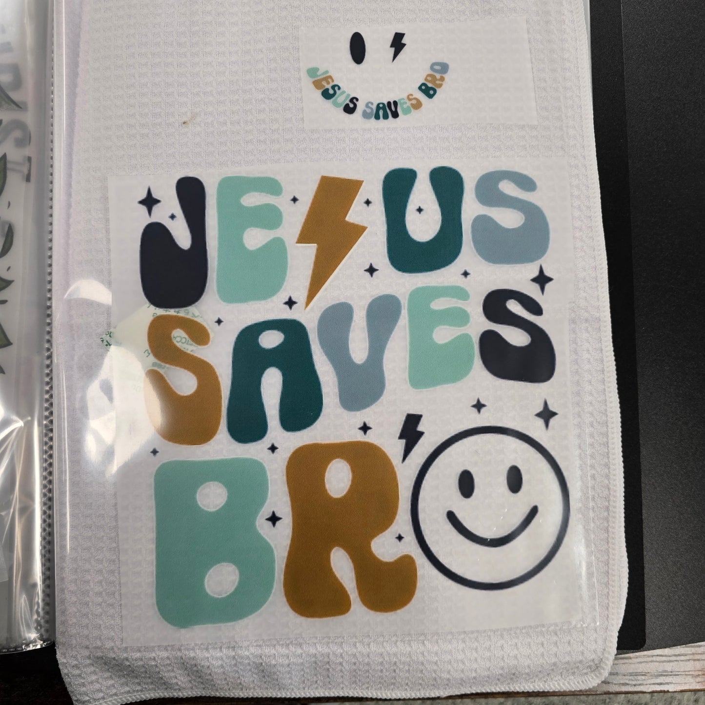 Jesus Saves Bro Peel Custom Full Color Ready For Press DTF Print Transfer, Direct To Film