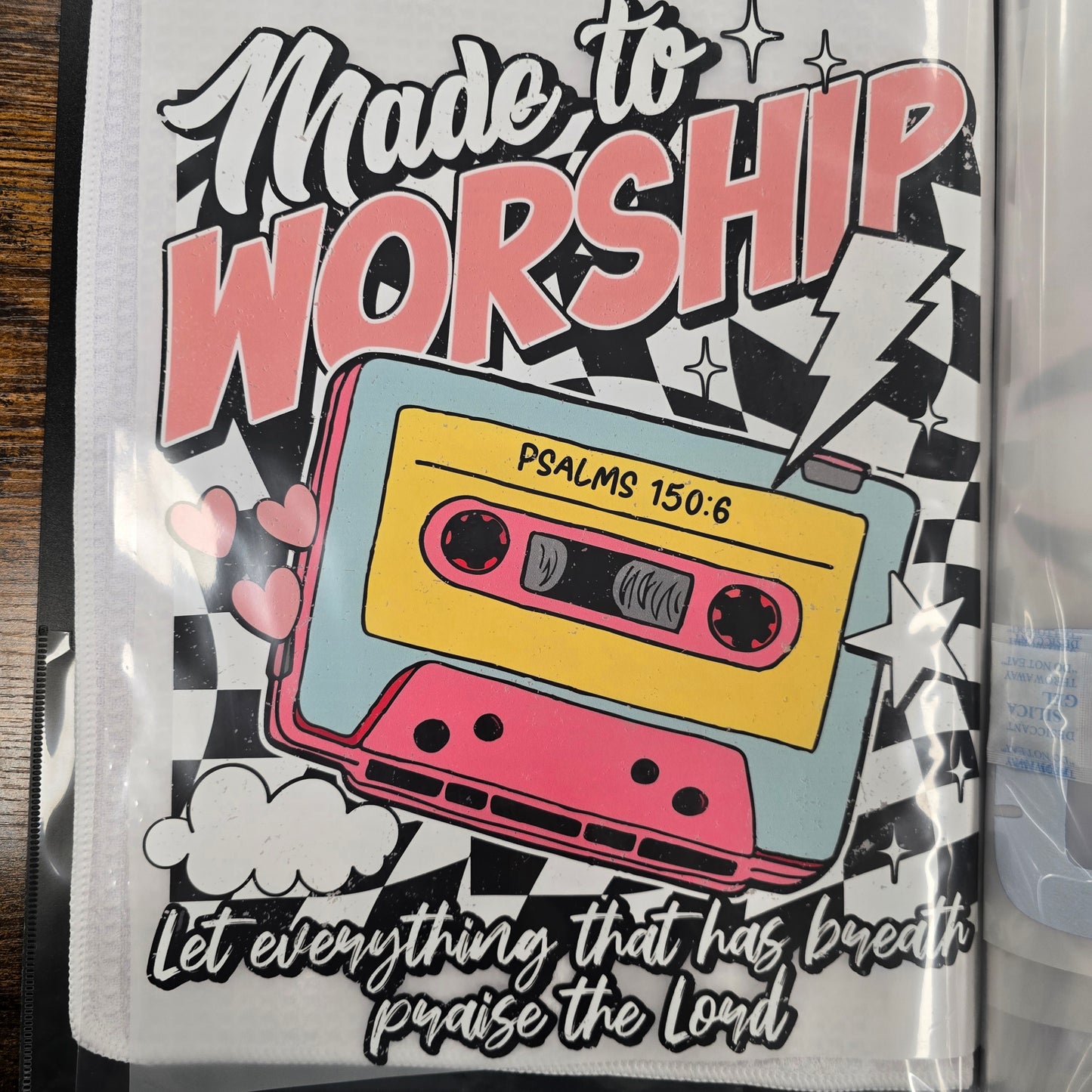 Made To Worship Hot Peel Custom Full Color Ready For Press DTF Print Transfer, Direct To Film
