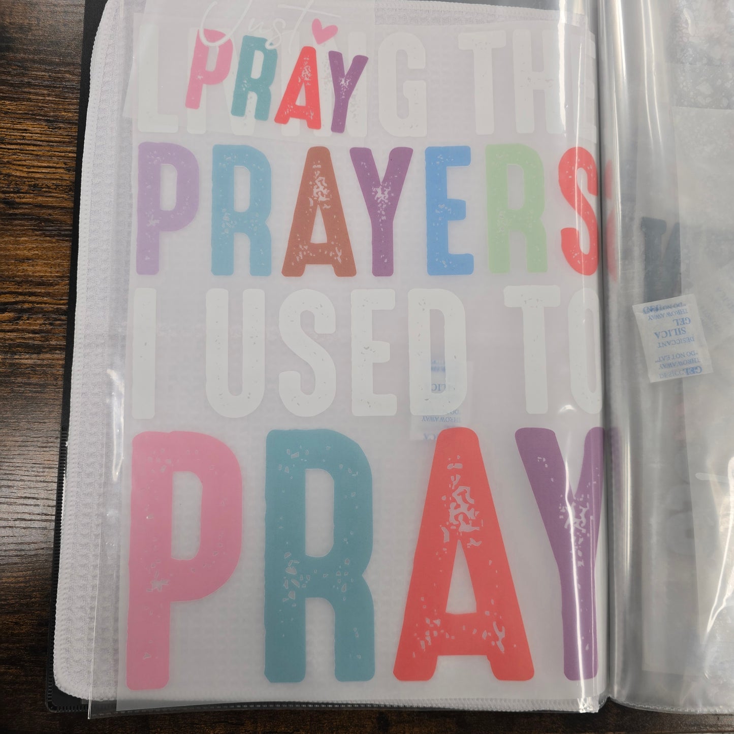 Living The Prayer Hot Peel Custom Full Color Ready For Press DTF Print Transfer, Direct To Film