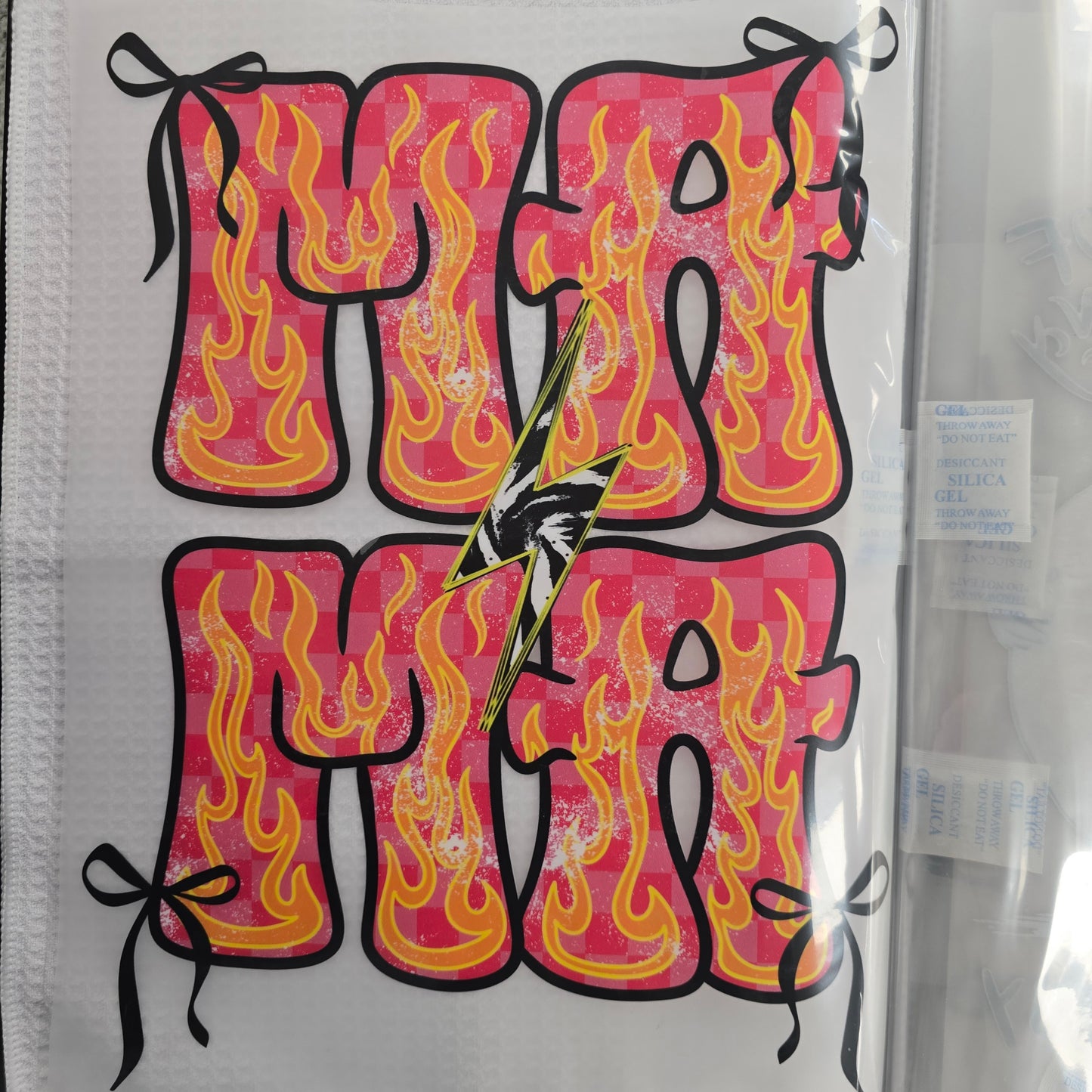 Mama Flame Hot Peel Custom Full Color Ready For Press DTF Print Transfer, Direct To Film