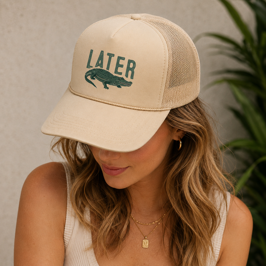 Later Alligator trucker hat with structured foam front panel and mesh back – alternate view 2