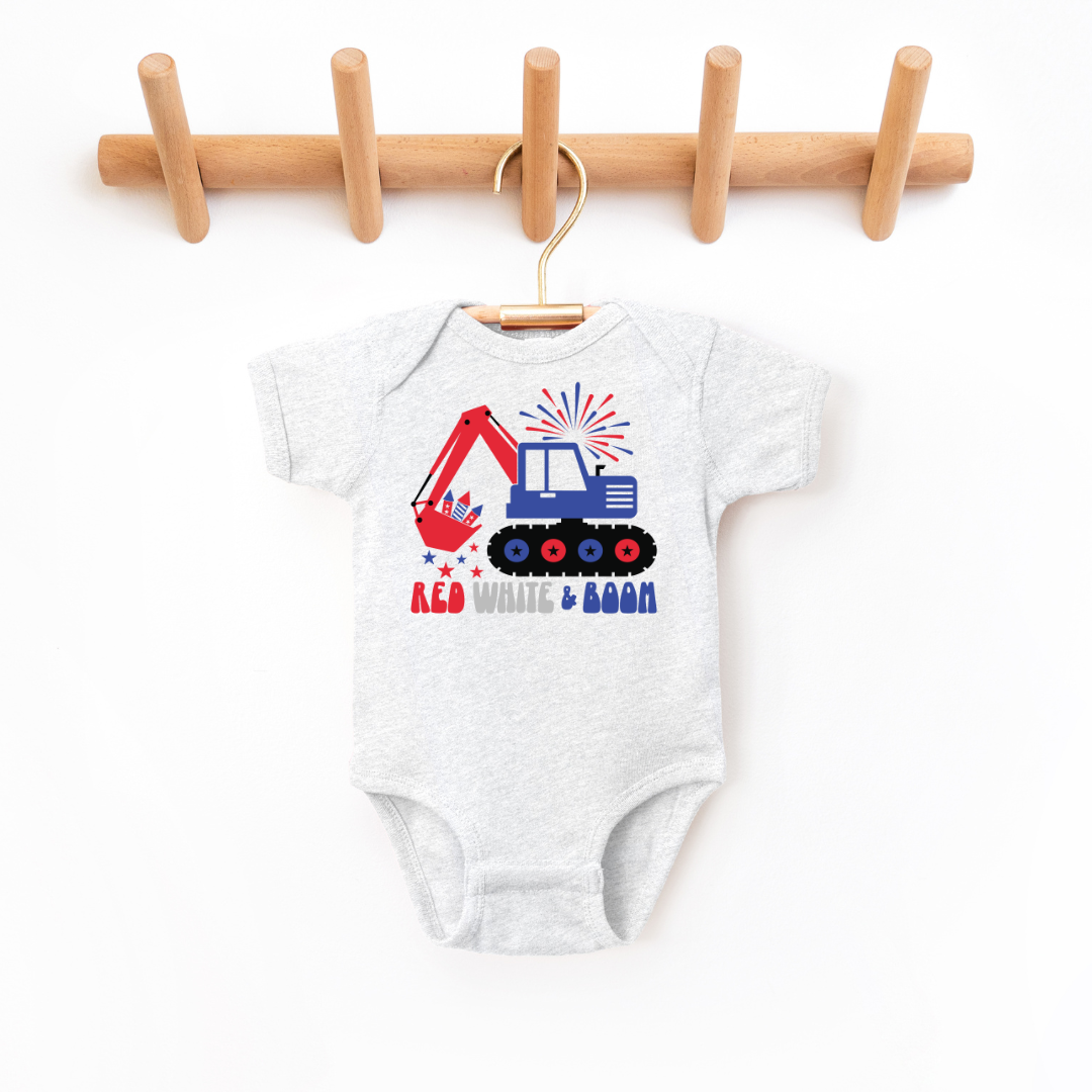 Red White & Boom Infant Bodysuit Baby & Toddler Clothing Tea Shirt Shoppe NB - Bodysuit Ash