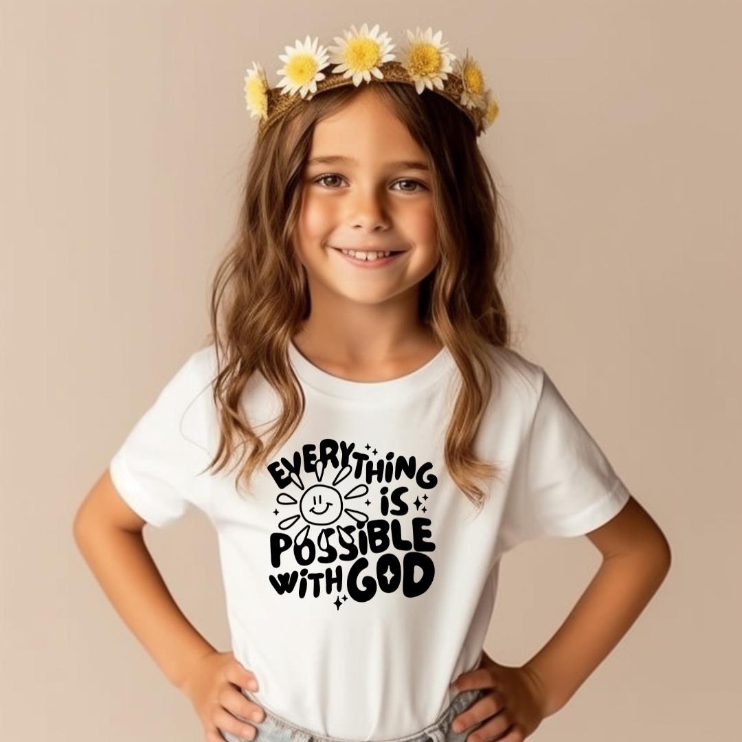 Everything Is Possible With God Toddler Graphic Tee Youth Graphic Tee Tea Shirt Shoppe