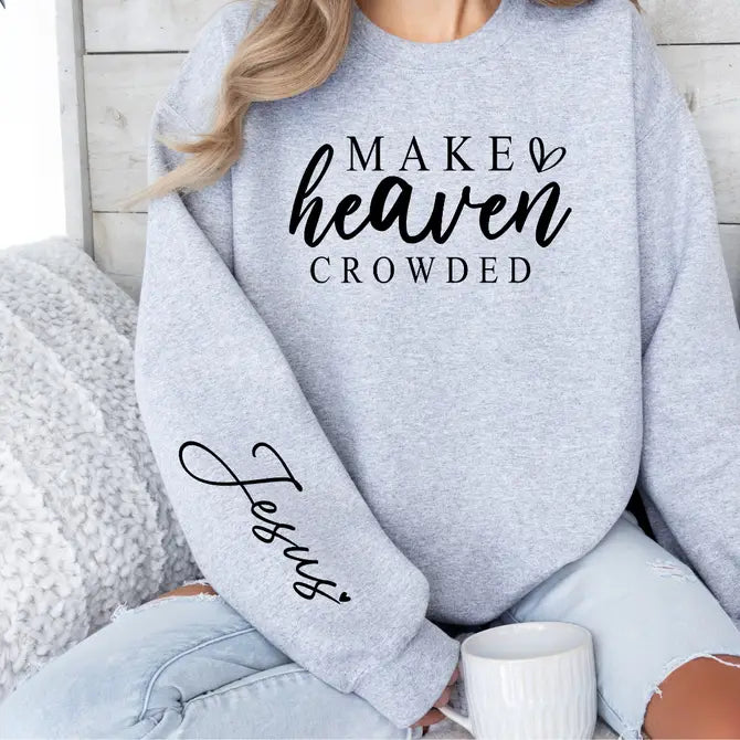 Make Heaven Crowded Graphic Sweatshirt Sweatshirt Tea Shirt Shoppe Small Sport Grey