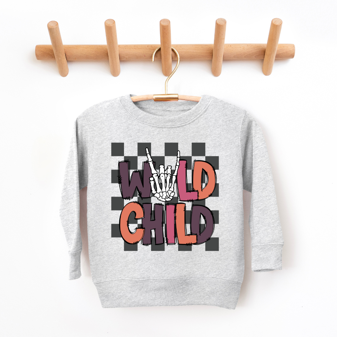 Wild Child Youth & Toddler Sweatshirt Youth Graphic Sweatshirt Tea Shirt Shoppe 2T Heather