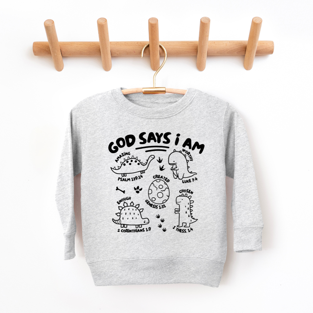 God Says I Am Youth & Toddler Sweatshirt Youth Graphic Sweatshirt Tea Shirt Shoppe