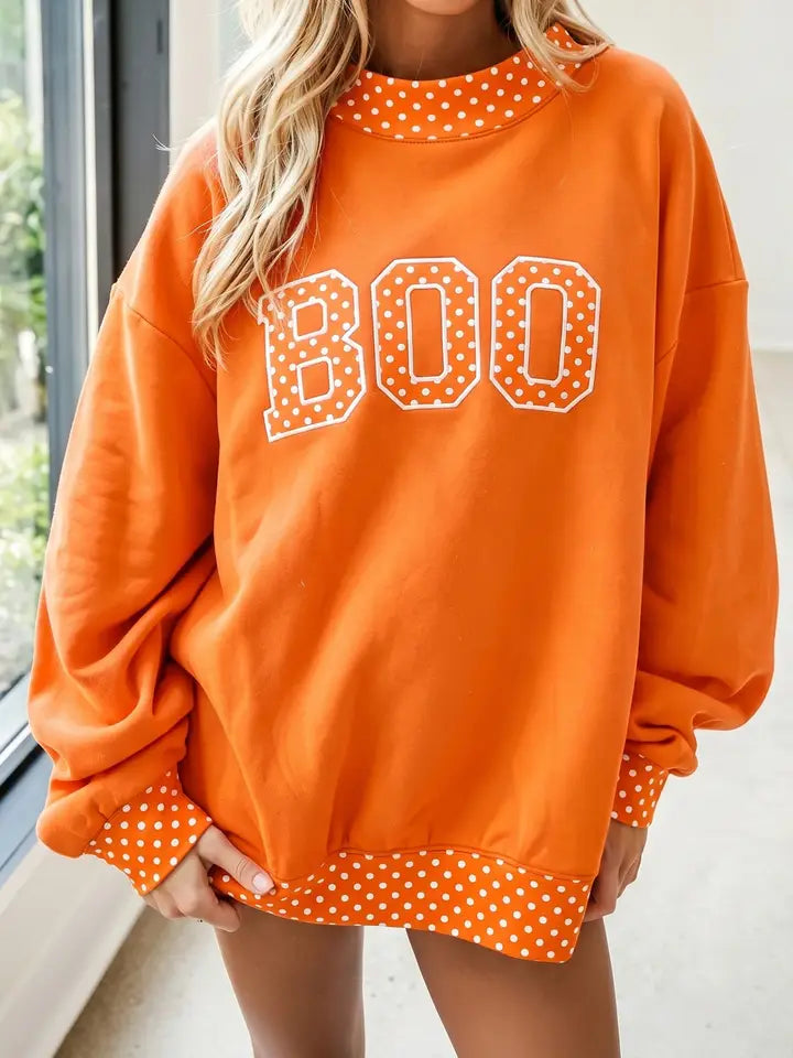 Boo Mockneck Pre-Order in Christmas-theme polka dot print – alternate view 2