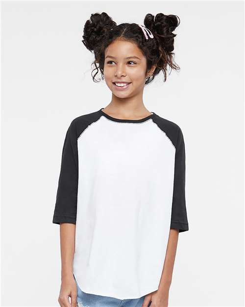 Youth Baseball Fine Jersey Three-Quarter Sleeve Tee - 6130