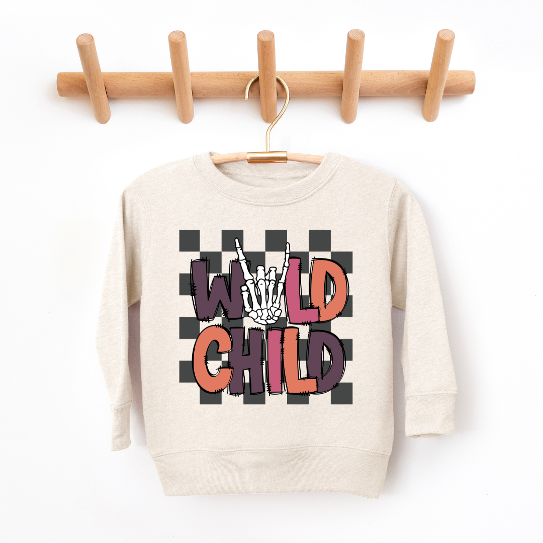 Wild Child Youth & Toddler Sweatshirt Youth Graphic Sweatshirt Tea Shirt Shoppe 2T Natural