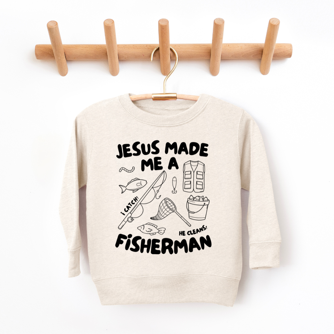 Fisherman Youth & Toddler Sweatshirt Youth Graphic Sweatshirt Tea Shirt Shoppe 2T Natural