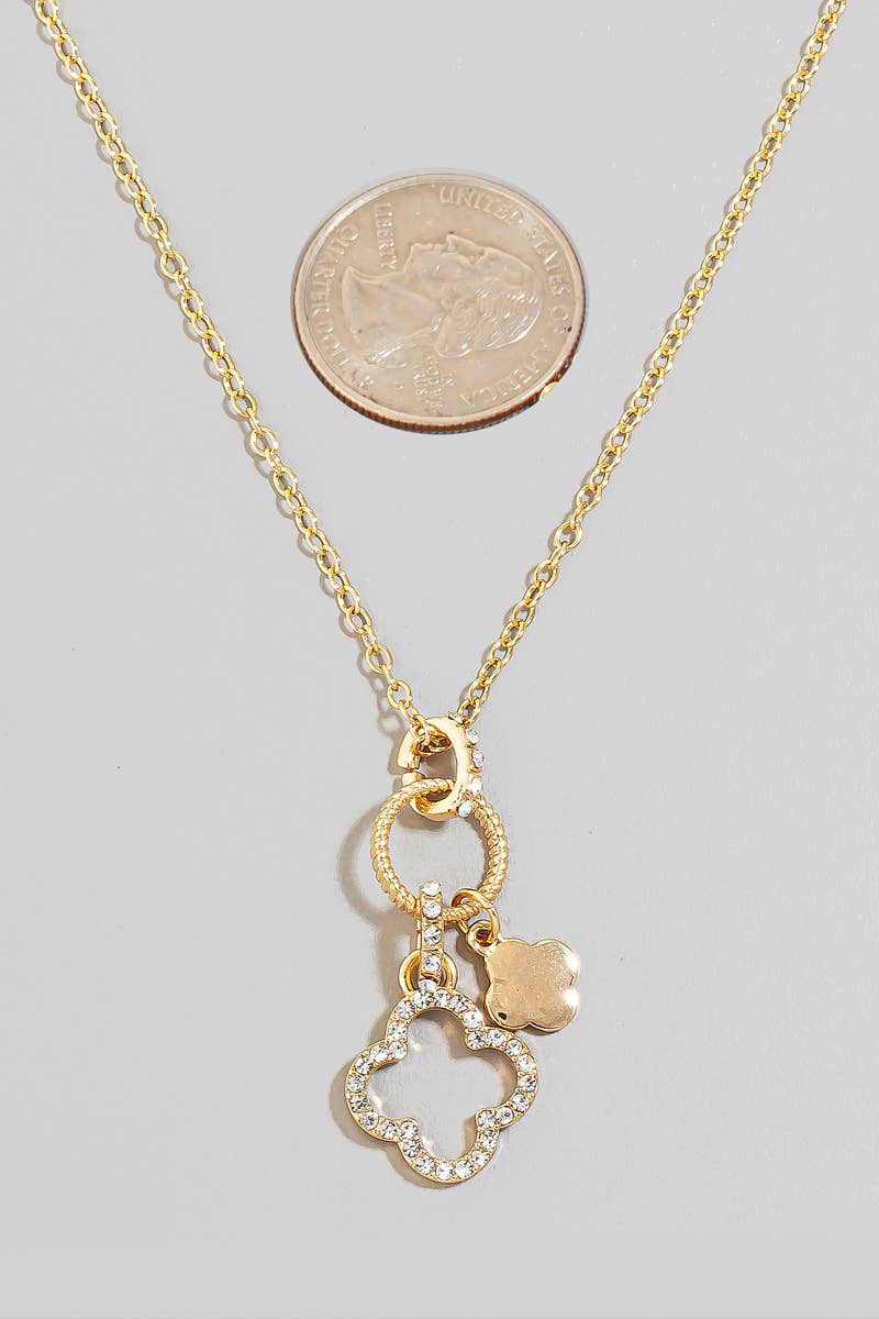Mini Clover And Hoop Charms Chain Necklace Necklaces The Looks by Fame Accessories