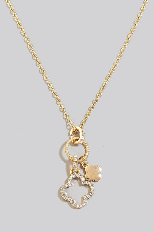 Mini Clover And Hoop Charms Chain Necklace Necklaces The Looks by Fame Accessories