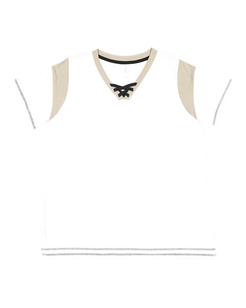 Women's Curvy Lace Up Fine Jersey Tee - 3833