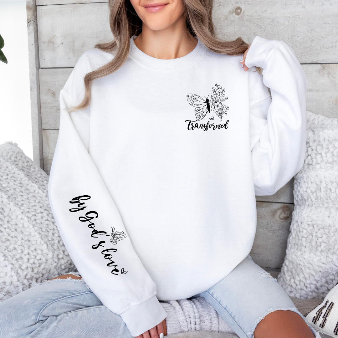 Transformed Graphic Sweatshirt Sweatshirt Tea Shirt Shoppe Small White