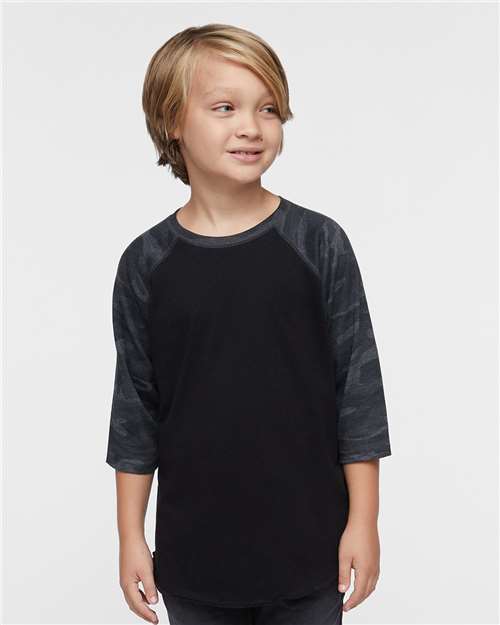 Youth Baseball Fine Jersey Three-Quarter Sleeve Tee - 6130