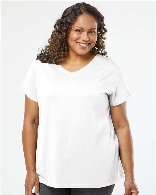 Women's Curvy Collection Fine Jersey V-Neck Tee - 3817