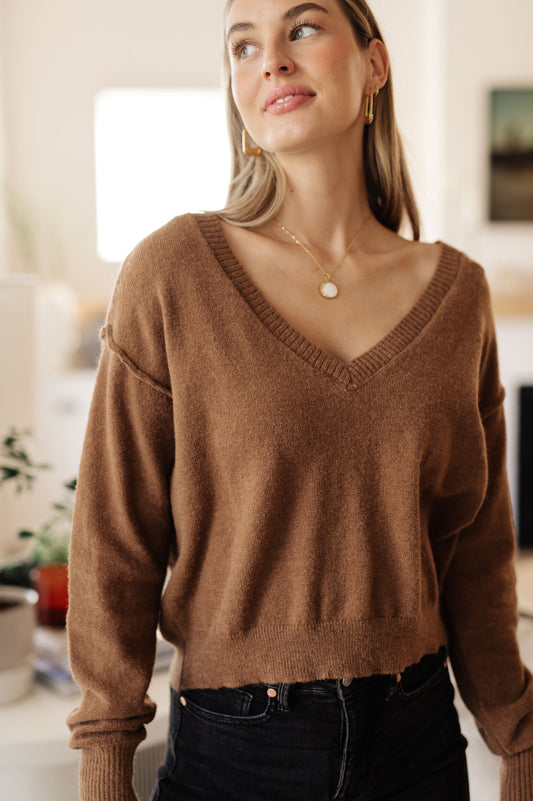 Back to Life V-Neck Sweater in Mocha, knit – alternate view 2