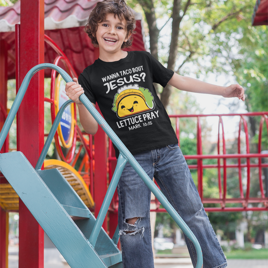 Wanna Taco Bout Jesus Graphic Tee Youth Graphic Tee Tea Shirt Shoppe 2T Black