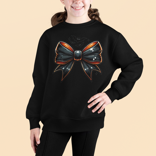 Boo-tique Bow Youth & Toddler Sweatshirt Youth Graphic Sweatshirt Tea Shirt Shoppe 2T Black
