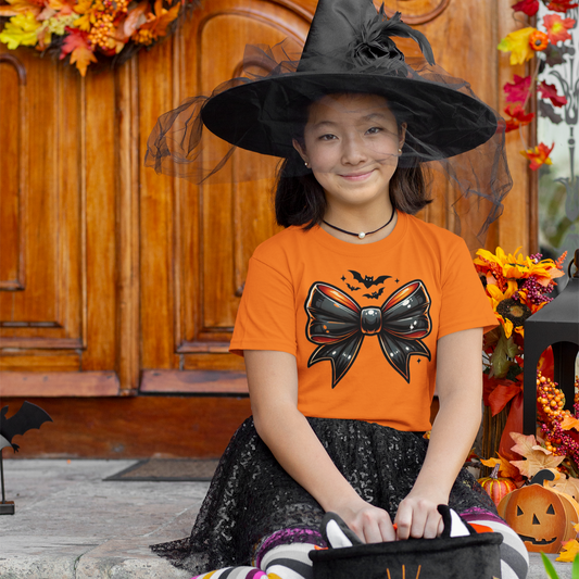 Boo-tique Bow Youth & Toddler Graphic Tee Youth Graphic Tee Tea Shirt Shoppe 2T Orange