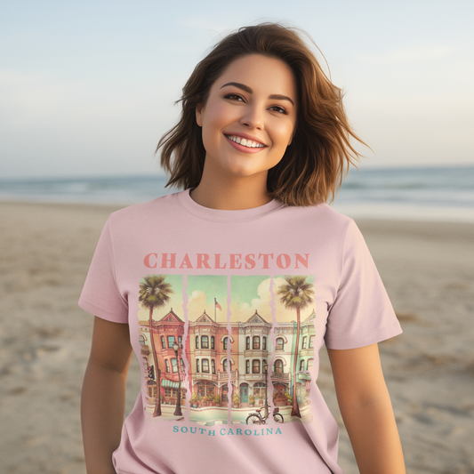 Charleston Charm Graphic Tee T-shirt Tea Shirt Shoppe S Light Pink