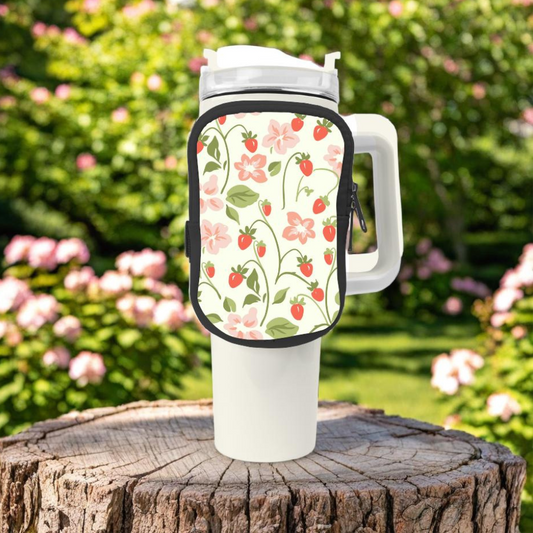Coquette Strawberry Bloom Zippered Pouch/Bag For 40oz Tumbler Tumbler Tea-Shirt Shoppe