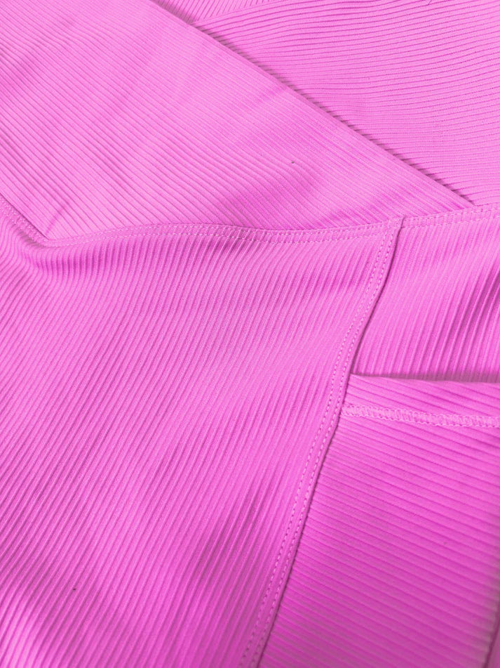 Pink Max Sculpt Diagonal Ribbed Leggings Women > Pants > Leggings Tea-Shirt Shoppe