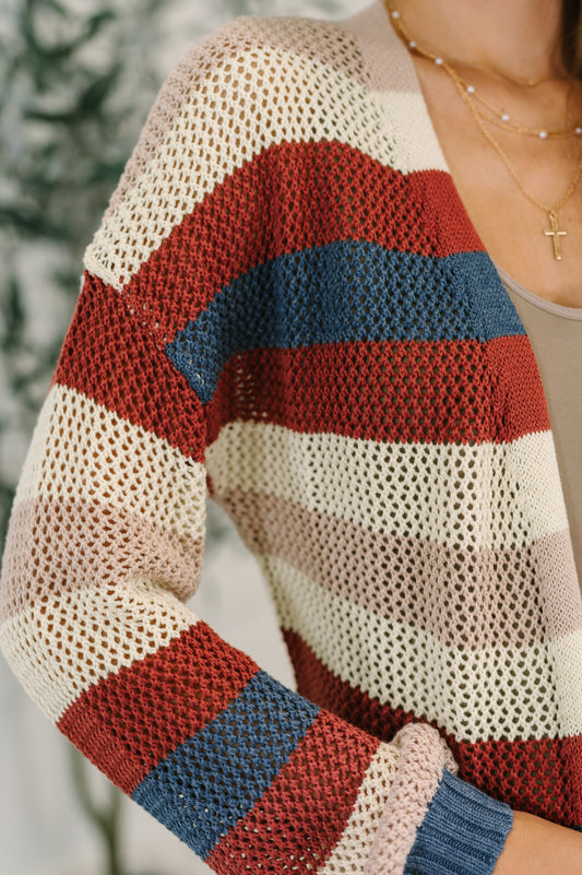 Definitely Dapper Striped Knit Cardigan – alternate view 2