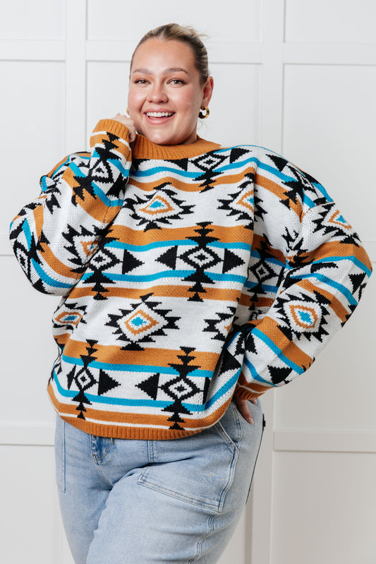 Desert Vibes Geometric Striped Sweater in knit – alternate view 2