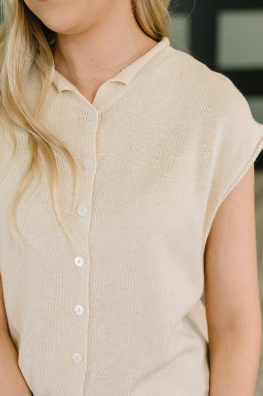Feminine Intuition Button Down Blouse in knit – alternate view 2