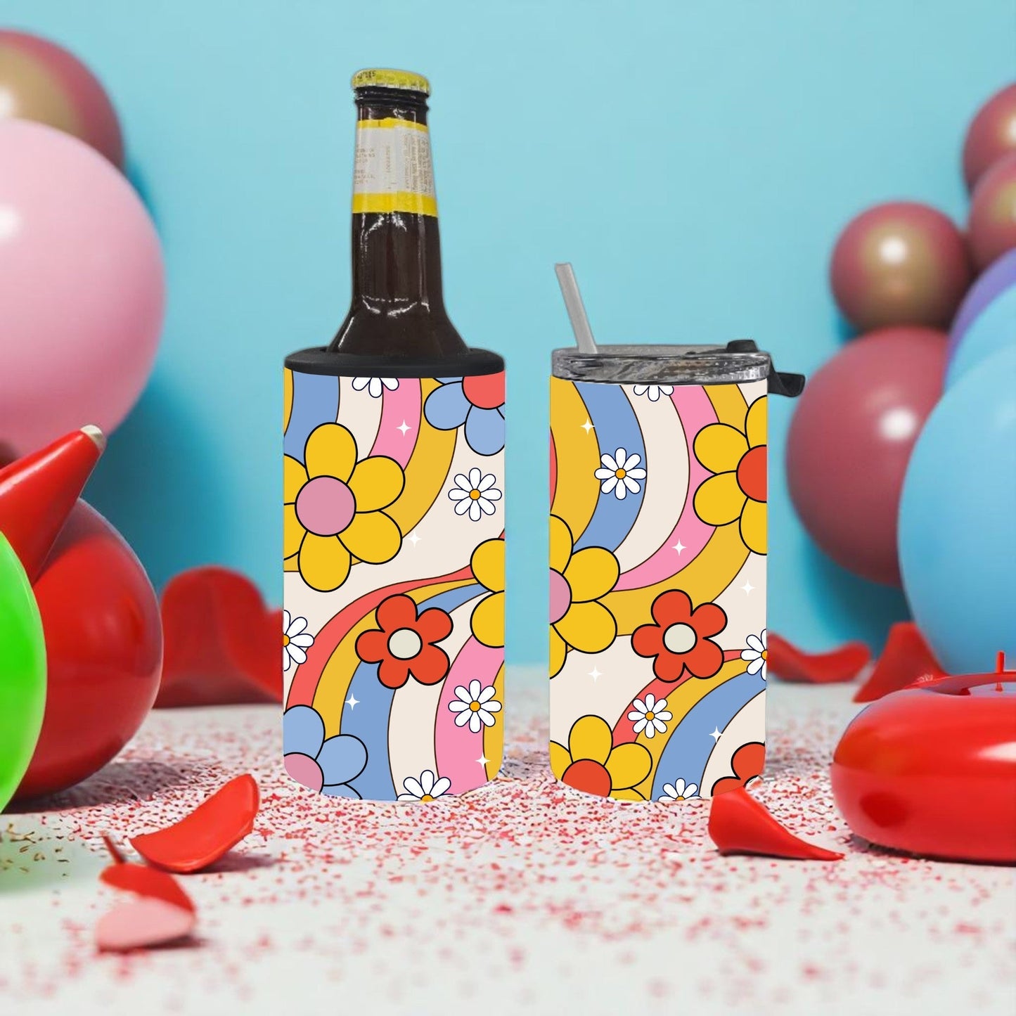 Groovy Blooms 4-in-1 Can Cooler Cup New Arrival Tea Shirt Shoppe Wholesale