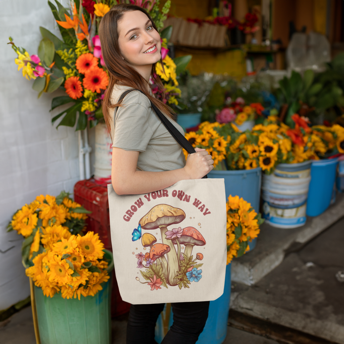 Grow Your Own Way Tote Bag Tote Bag Tea Shirt Shoppe Wholesale