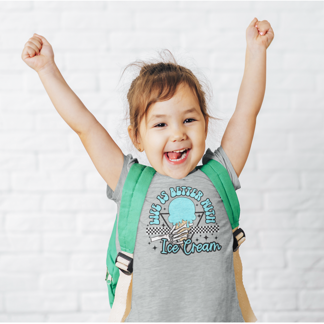 Life Is Better With Ice Cream Graphic Tee Youth Graphic Tee Tea Shirt Shoppe 2T Heather