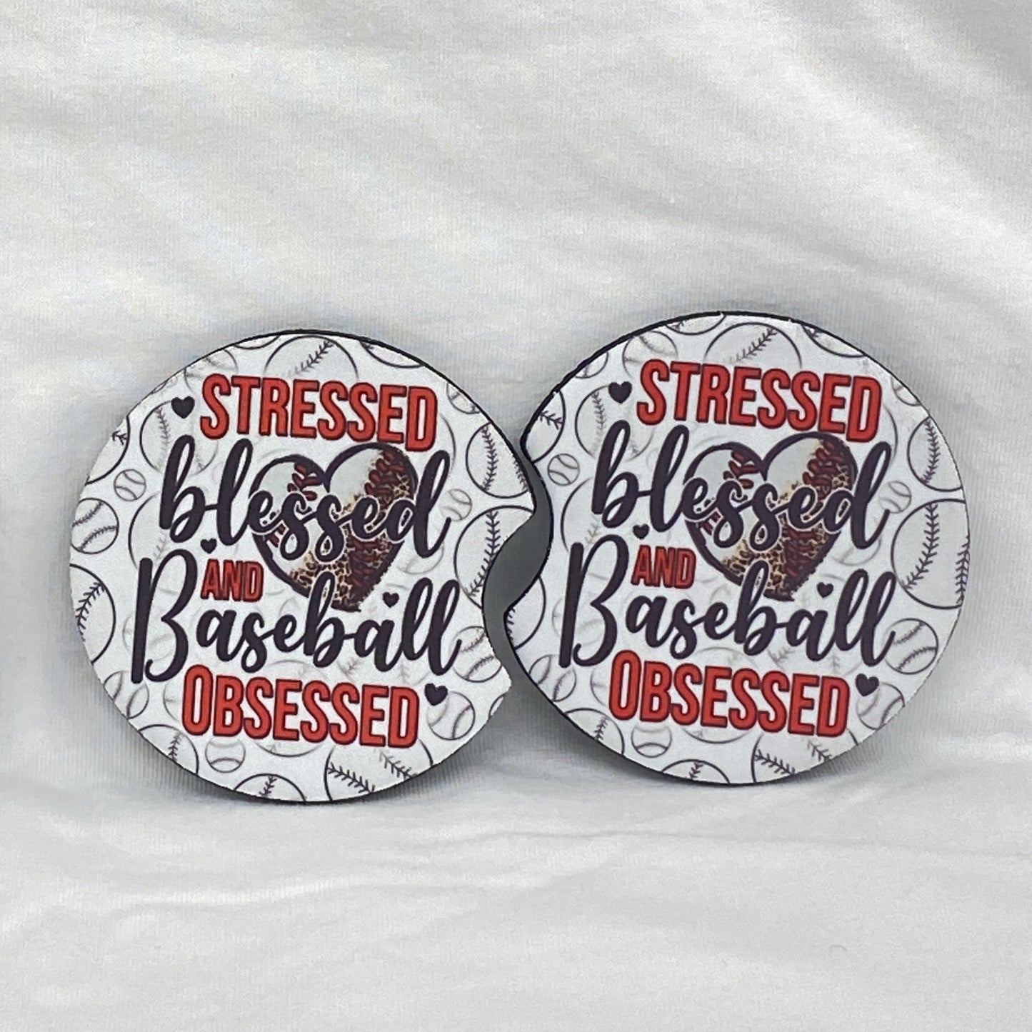 Stressed Blessed and Baseball Obsessed Car Coaster Tea Shirt Shoppe Wholesale