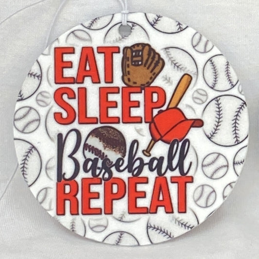 Eat Sleep Baseball Repeat Car Freshener car freshie Tea Shirt Shoppe Unscented