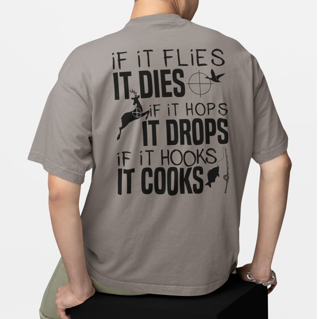If It Flies It Dies Graphic Tee Mens T-shirt Tea Shirt Shoppe S Pebble
