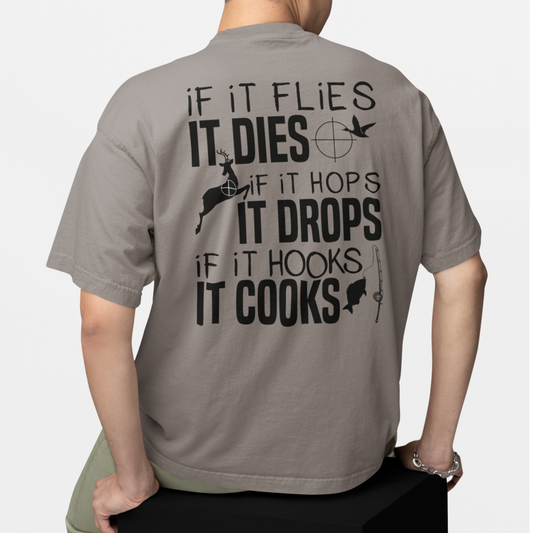 If It Flies It Dies Graphic Tee Mens T-shirt Tea Shirt Shoppe S Pebble