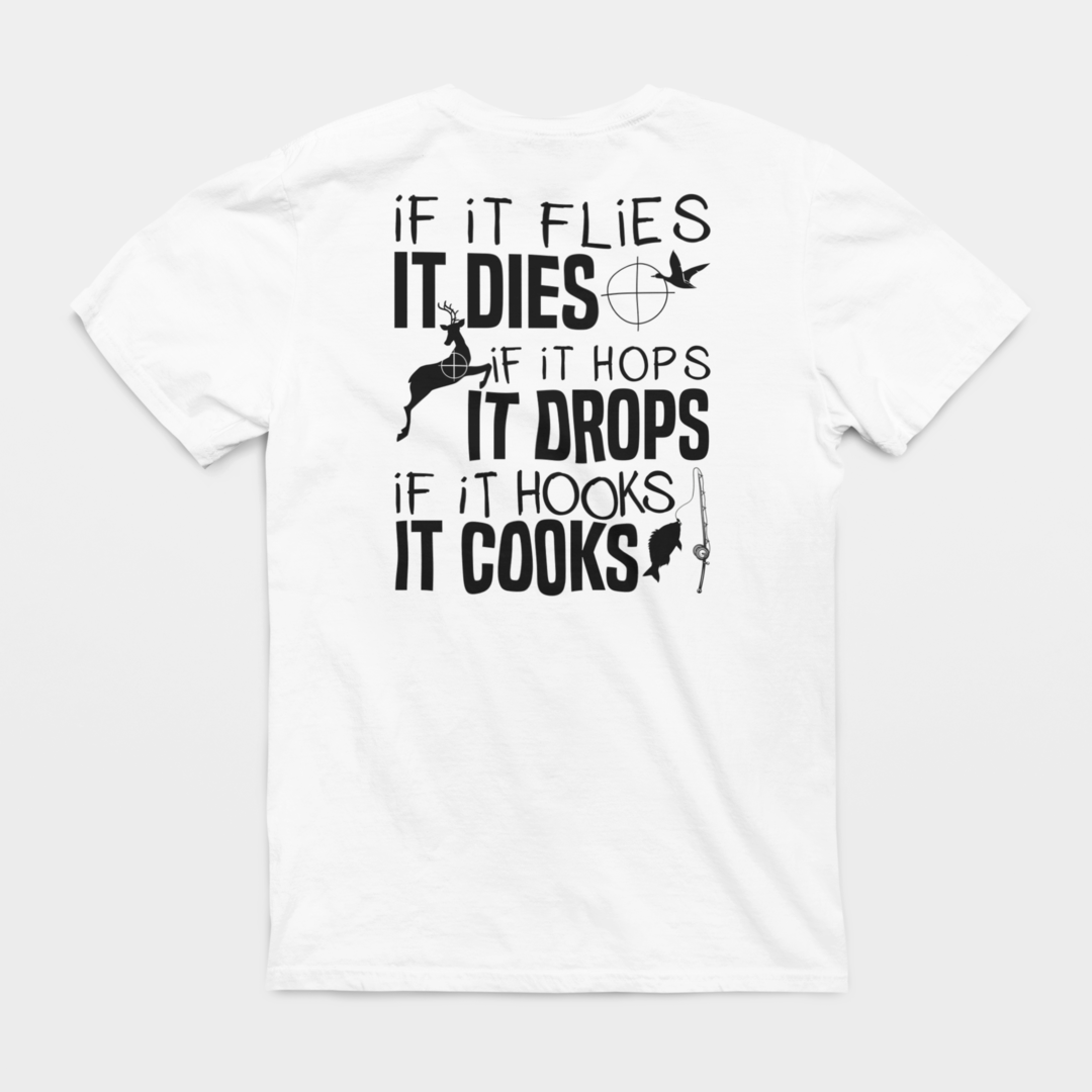If It Flies It Dies Graphic Tee Mens T-shirt Tea Shirt Shoppe S White