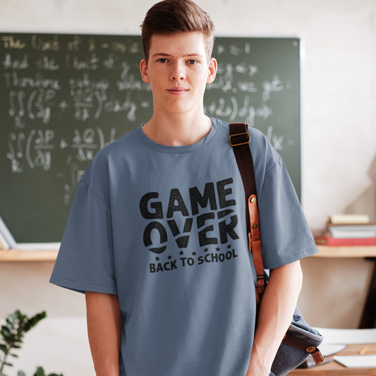 Game Over: Back to School Graphic Tee T-shirt Tea Shirt Shoppe S Indigo Blue